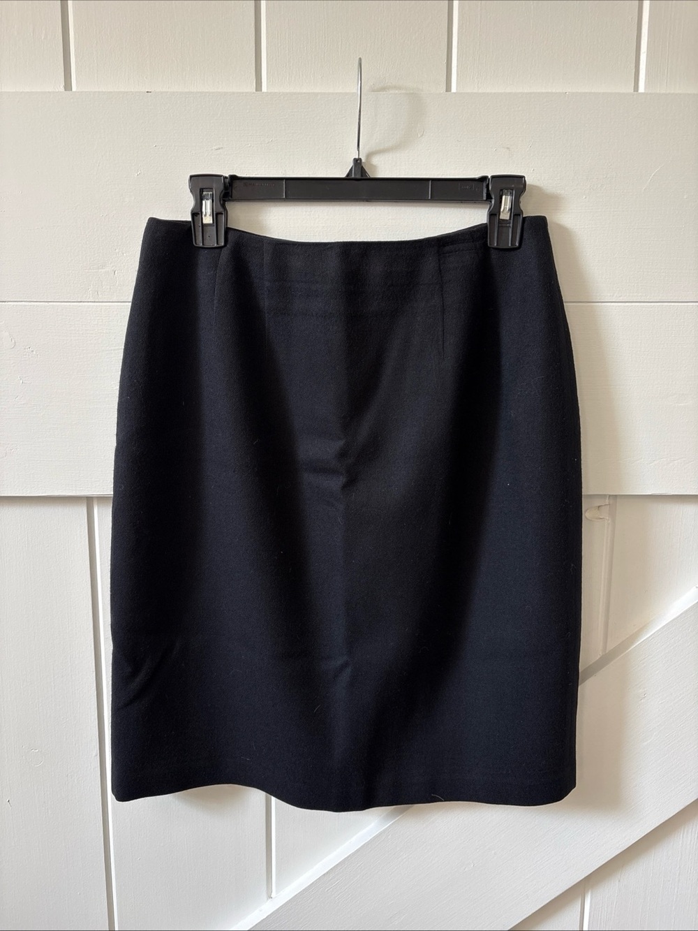 Vintage Valerie Stevens 100% Wool Skirt Black 8 Slit Lined Pencil Knee Length
